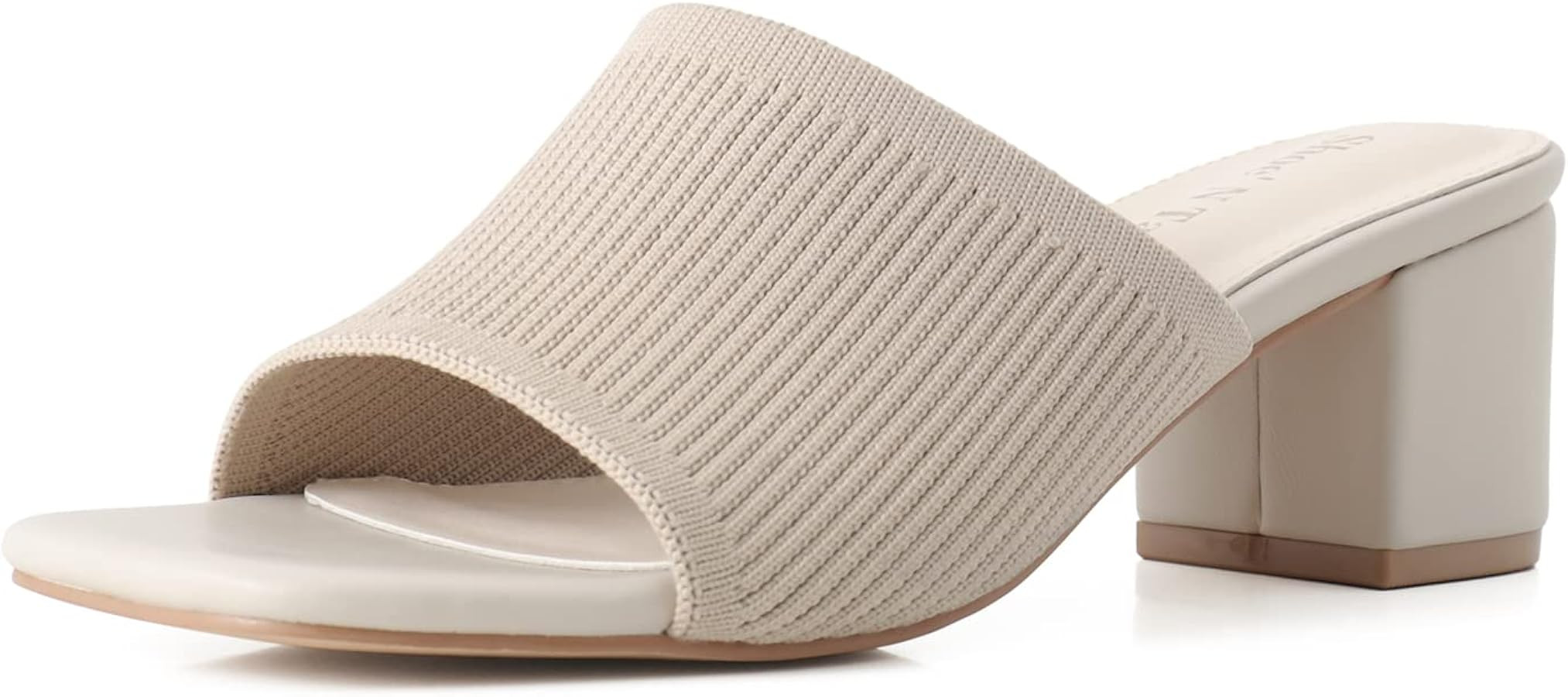 Shoe'N Tale Heeled Sandals For Women Square Open Toe Heeled Mules Chunky Block Low Heel Slip On S... | Amazon (US)