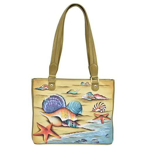Anuschka Women's Original Hand-Painted Genuine Leather Medium Shopper Shoulder Bag - Gift of the Sea | Amazon (US)