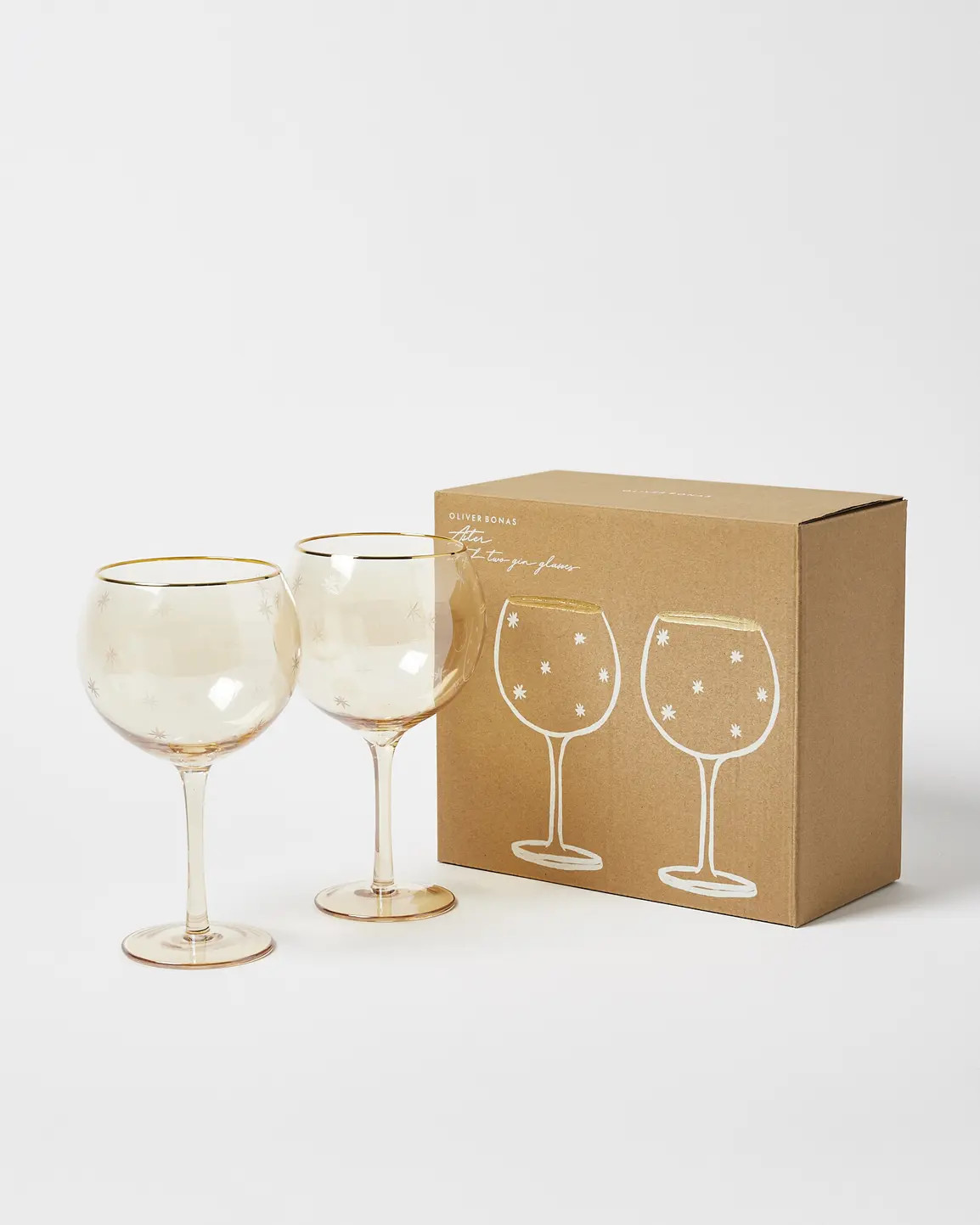 Aster Etched Star Gin Glasses Set of Two | Oliver Bonas | Oliver Bonas (Global)