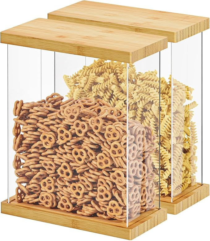 SpaceAid Bamboo Food Storage Container - Airtight Cereal Containers with Lids, Kitchen Cereal Can... | Amazon (US)