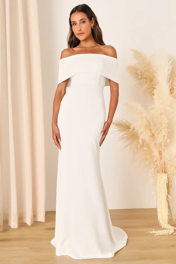 Exceptional Romance White Off-the-Shoulder Mermaid Maxi Dress | Lulus (US)