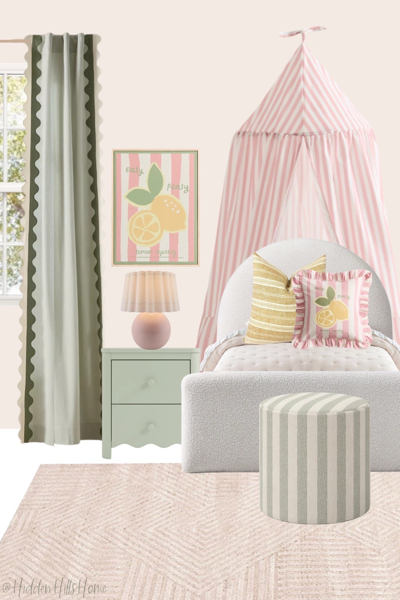 Toddler girls room decor mood board, young girls bedroom decor inspiration, home decor ideas, pink green and yellow girls room design, twin bed #girls

#LTKHome #LTKSaleAlert #LTKKids