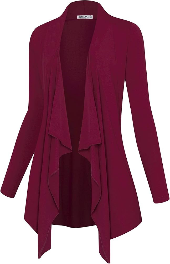Lock and Love Women's Drape Front Open Cardigan Long Sleeve Irregular Hem S-5XL Plus Size | Amazon (US)