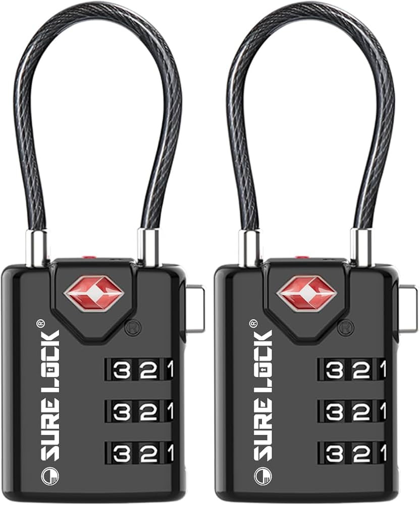 SURE LOCK TSA Compatible Travel Luggage Locks, Inspection Indicator, Easy Read Dials - 2 pack | Amazon (US)