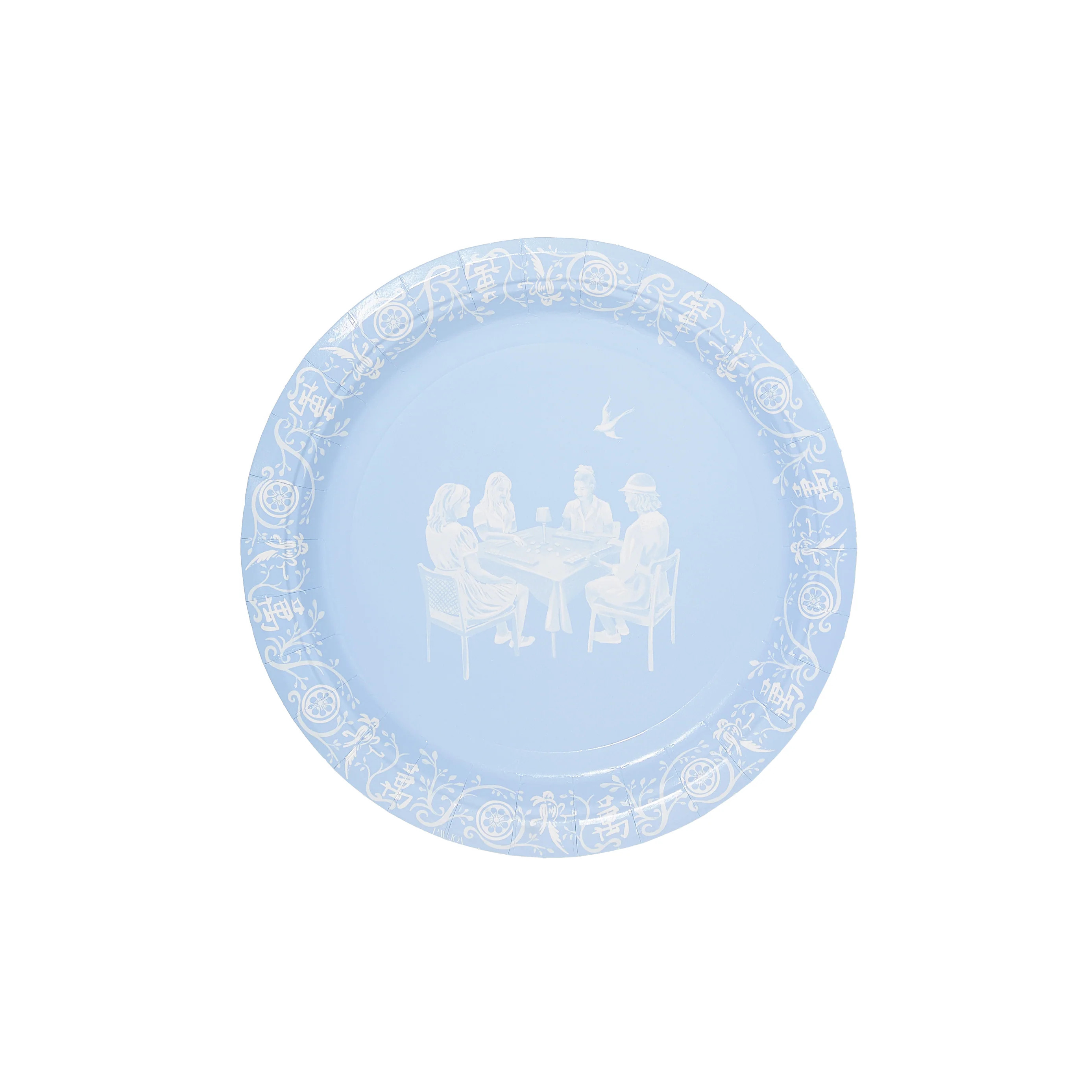 Emily Hall's OK Let's Mahj Ice Blue Jasperware Dessert Paper Plate - 8 pack | Pavilion Paper