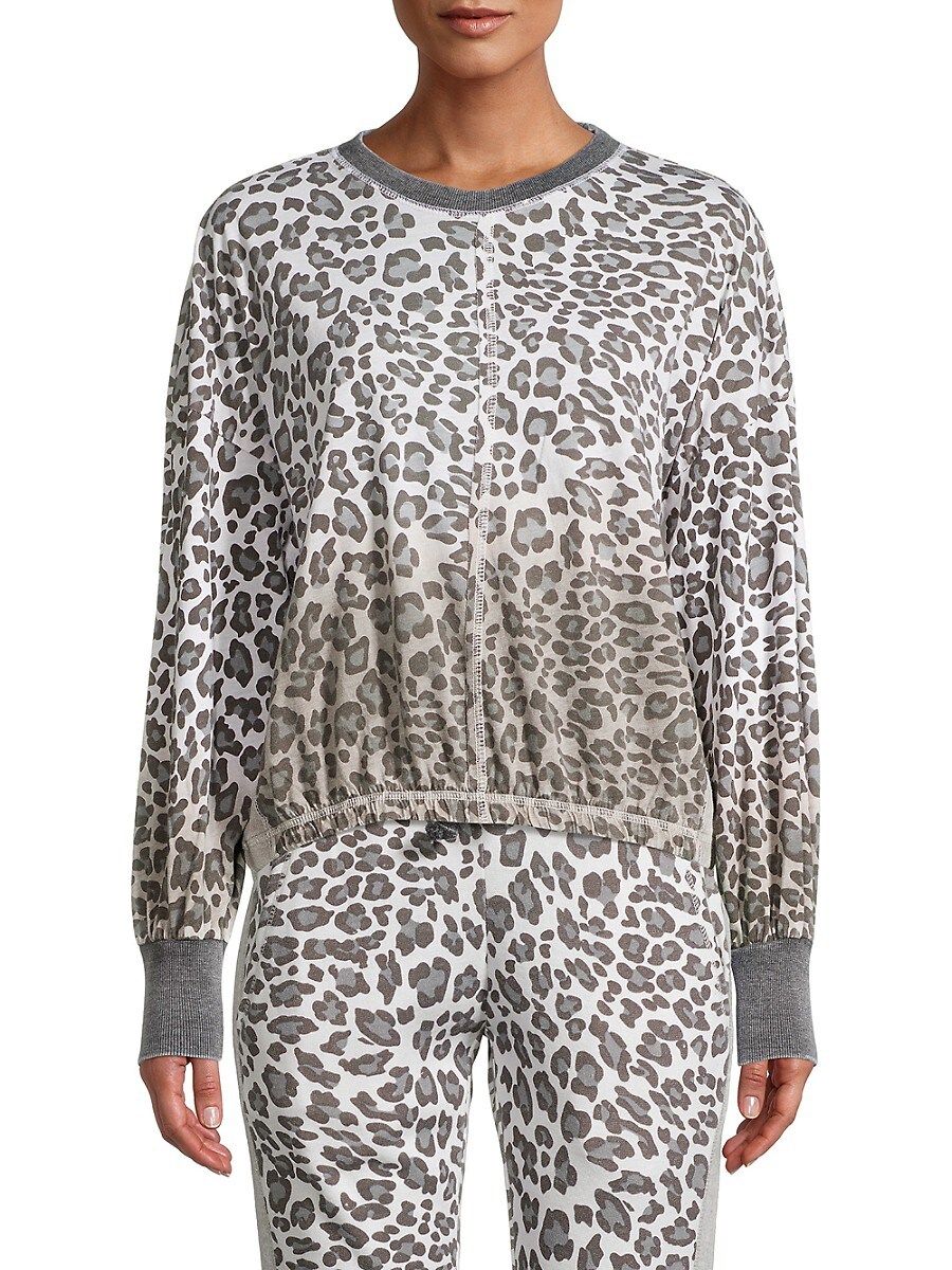 Vintage Havana Women's Leopard Dip-Dyed Puff-Sleeve Sweatshirt - Leopard - Size S | Saks Fifth Avenue OFF 5TH