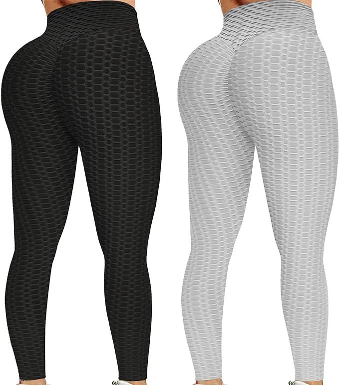 KTGIREM 2 Pack Leggings for Women High Waist TIK tok Leggings Tummy Control Booty Hip Lifting Wor... | Amazon (US)
