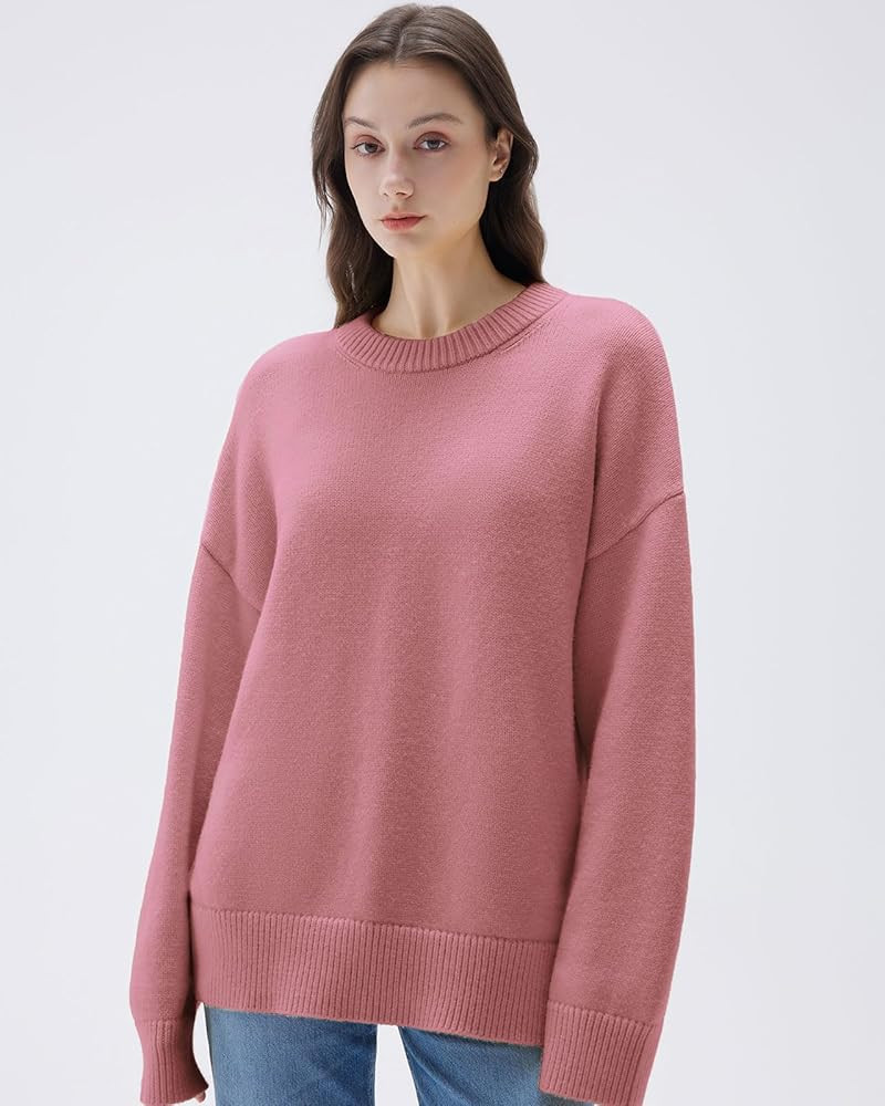 SUUKSESS Women Cashmere Blend Oversized Crew Neck Long Sleeve Pullover Sweaters | Amazon (US)