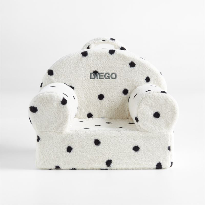 Small White Sherpa Polka Dot Personalized Kids Lounge Nod Chair Cover | Crate & Kids | Crate & Barrel