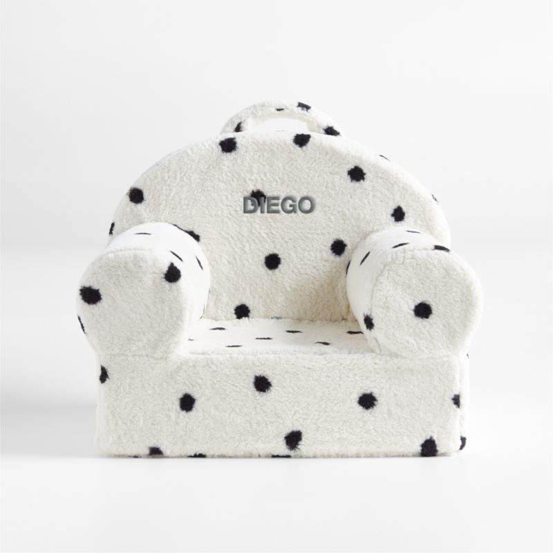Small White Sherpa Polka Dot Personalized Kids Lounge Nod Chair | Crate & Kids | Crate & Barrel