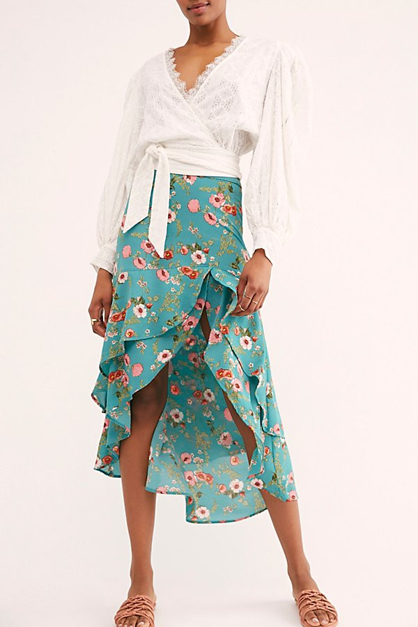 Nadia Midi Skirt by Flynn Skye at Free People, Titanic Blue, XS | Free People (Global - UK&FR Excluded)
