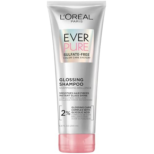 L'OREAL PARIS Glossing Sulfate Free Shampoo with Glycolic Acid, Hair Care for Lasting Shine and Smoothness for Dull, Dry Hair, EverPure, 6.8 Fl Oz | Amazon (US)