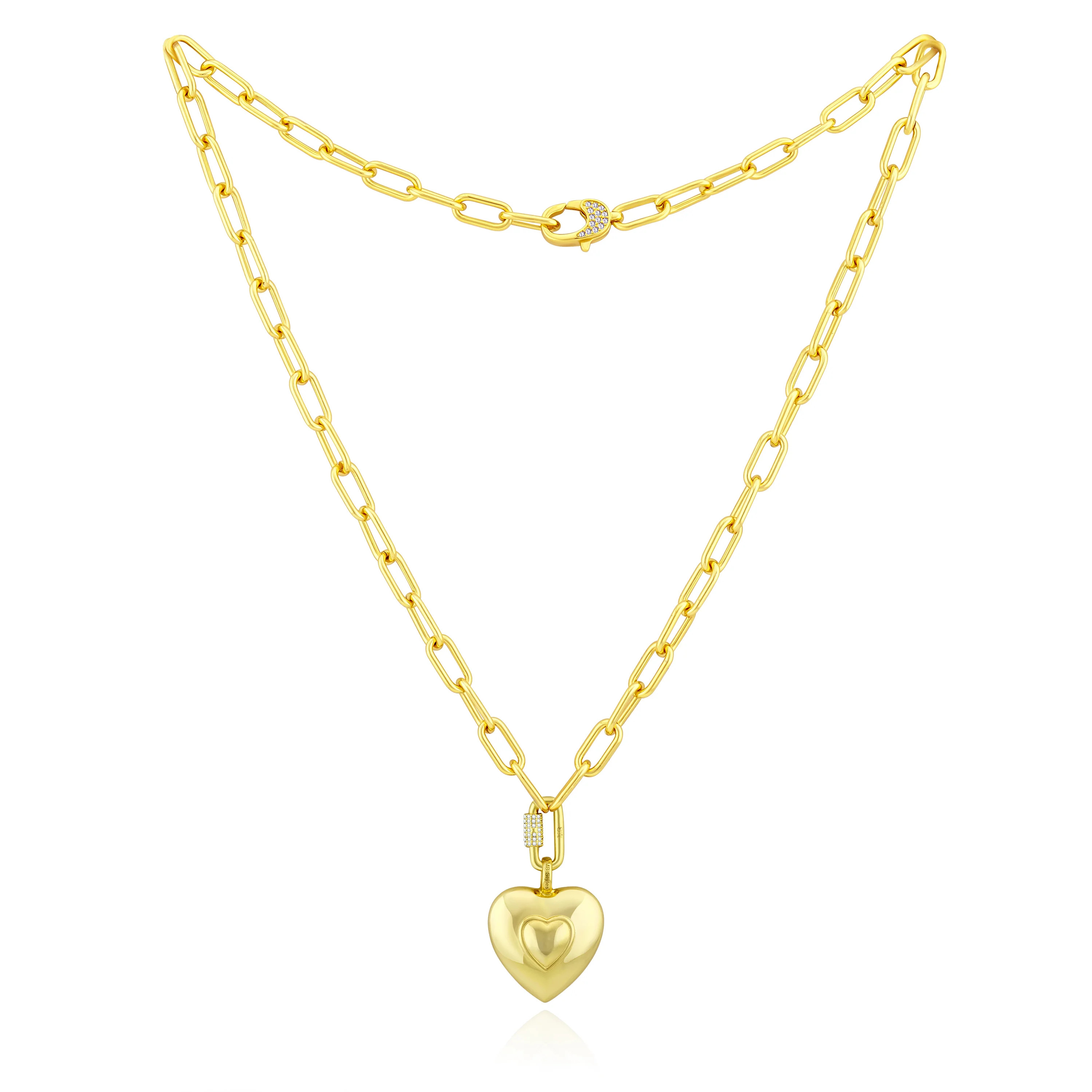 MB Puffy Double Wrap Heart Necklace | MB Styles