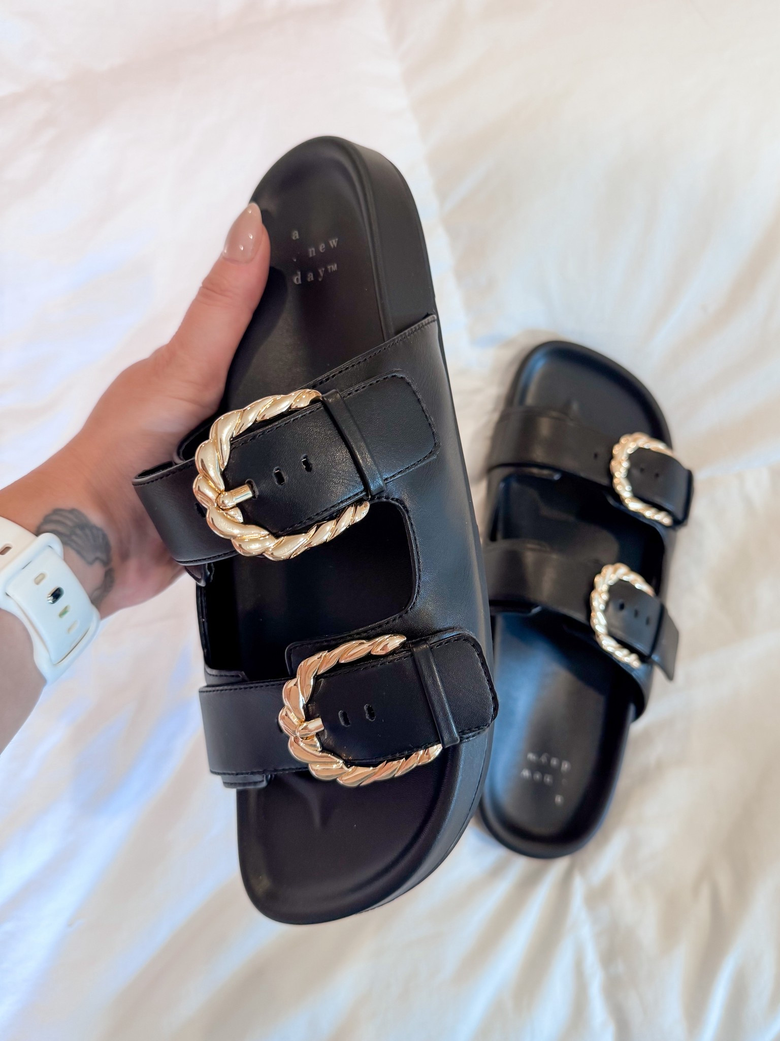 Love these sandals! They are so comfy and chic! And they are less than $35! Fit tts! 

Target fashion, target sandals, spring 2026, spring trends 2026, sandals 2026, spring break, vacation outfit, black sandals, spring outfits 2026, sandals, spring trends, spring shoes, sandals 2026

#LTKSeasonal