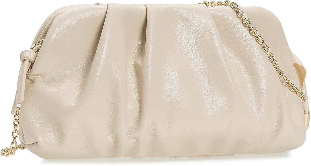 CHARMING TAILOR Chic Soft Vegan Leather Clutch Bag Dressy Pleated PU Evening Purse for Women | Amazon (US)