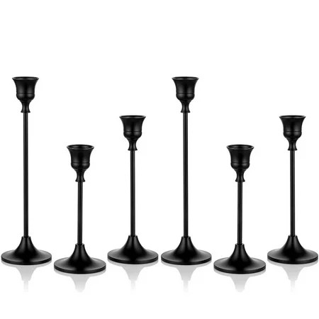 Nuptio Taper Candle Holders In Bulk Black Candlestick Holders Set of 6 | Walmart (US)