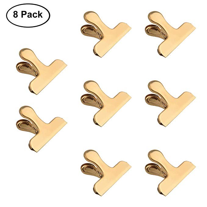 Chip Bag Clips,8 Pack Large Golden Stainless Steel Air Tight Bag Clip Perfect for Kitchen &Office... | Amazon (US)