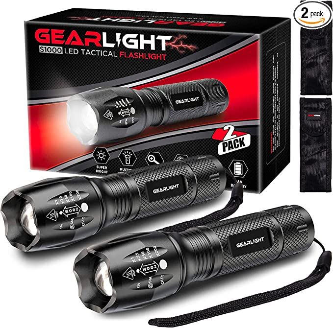 GearLight LED Flashlight Father's Day Gifts for Dad 2pack Bright, Zoomable Tactical Flashlights w... | Amazon (US)
