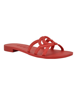 GUESS Women's Elyho Jelly Cutout Logo Flat Sandals - Macy's | Macy's