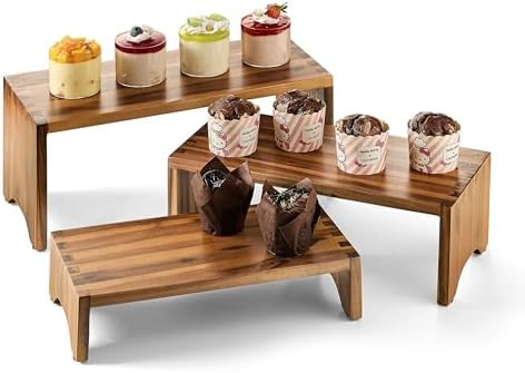 Tidita Wooden 3 Tier Cupcake Stand, Riser Display Stand with Non-Slip Pads | Amazon (US)