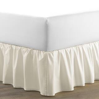 14.5 in. Beige Solid Ruffled Twin Cotton Bed Skirt | The Home Depot