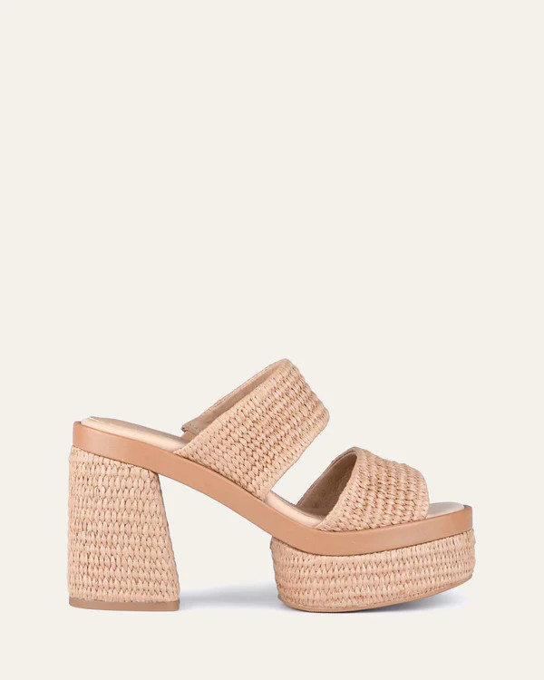 FELICITY HIGH HEEL PLATFORM SANDALS TAN RAFFIA | Jo Mercer (AU)