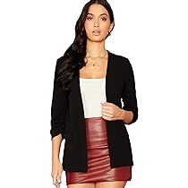 Milumia Women's Elegant Open Front Office Work Blazer Long Sleeve Solid Jacket | Amazon (US)