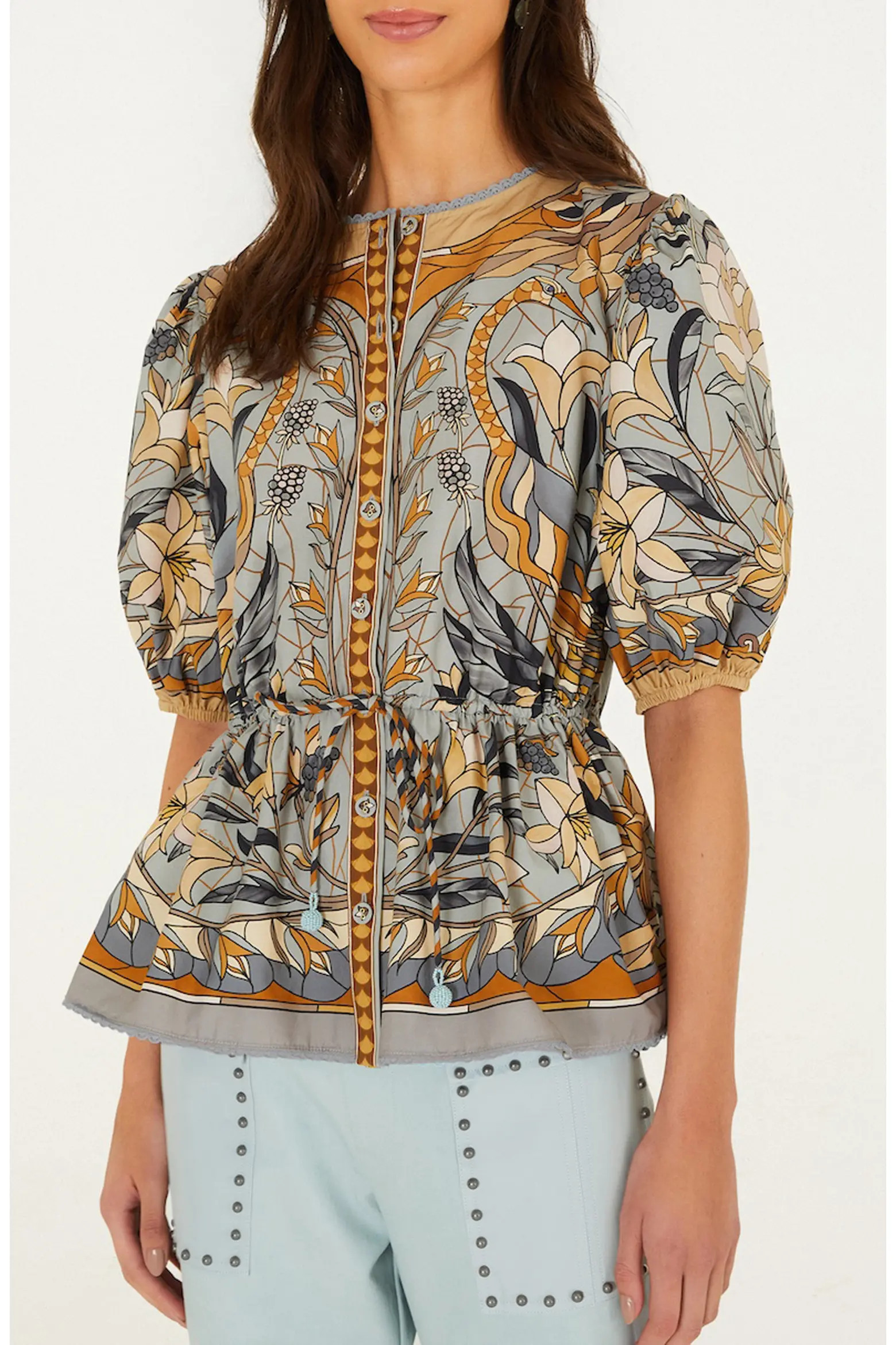 FARM Rio Stained Glass Beauty Half Placket Cotton Top (Women) | Nordstrom | Nordstrom