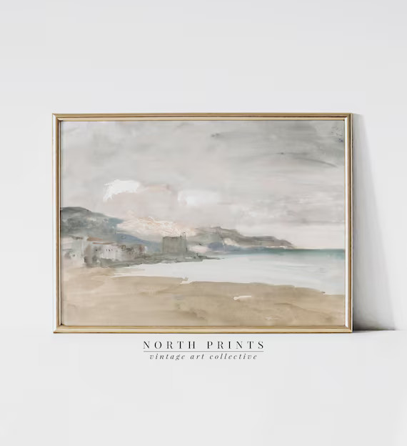 Neutral Summer Coastal Vintage Painting | Soft Tonal Wall Art | PRINTABLE Download | 1157 | Etsy (US)
