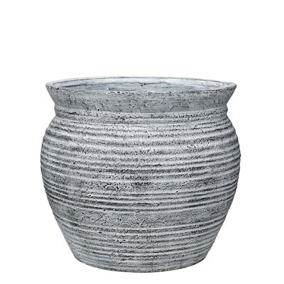 allen + roth Medium (8-25-Quart) 13-in W x 11.25-in H Whitewash Black Terracotta Mixed/Composite ... | Lowe's