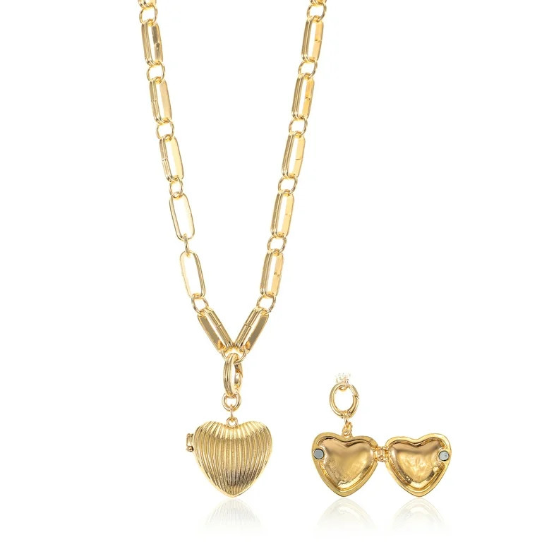 Time and Tru Goldtone Chunky Heart Motif Necklace, 1 Piece - Walmart.com | Walmart (US)