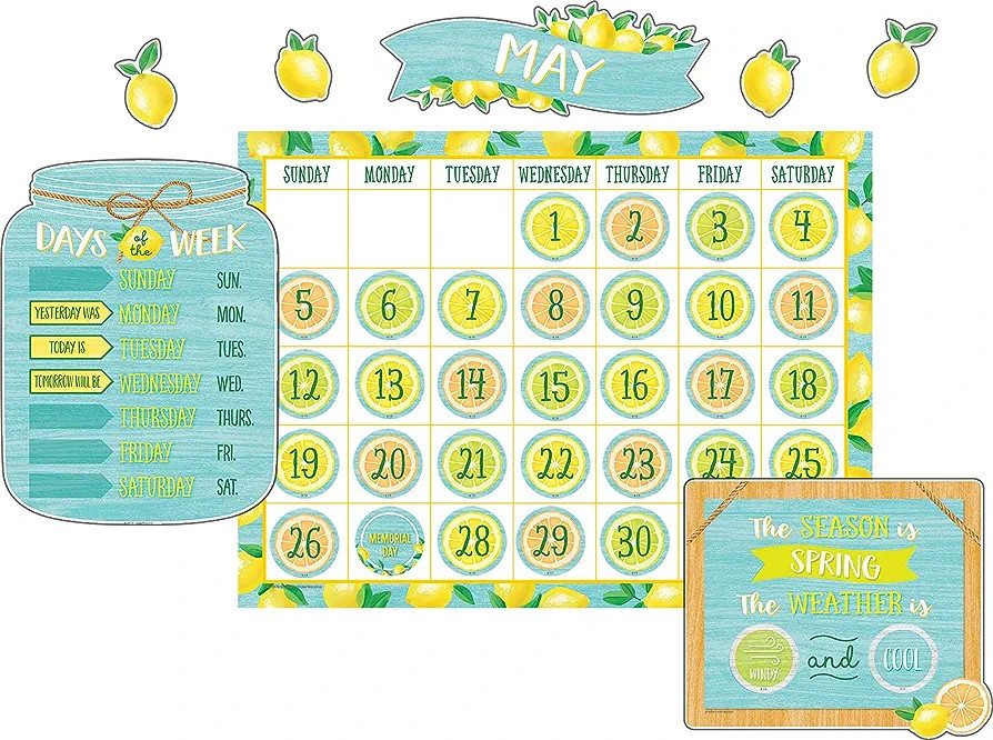 Teacher Created Resources Lemon Zest Calendar Bulletin Board (TCR8479) | Amazon (US)