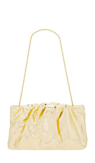 Serena Gathered Leather Clutch in Light Gold | Revolve Clothing (Global)