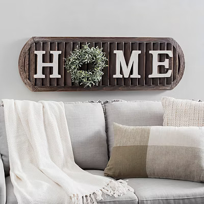 Home with Wreath Dark Shutter Wall Plaque : Wood | Kirkland's Home