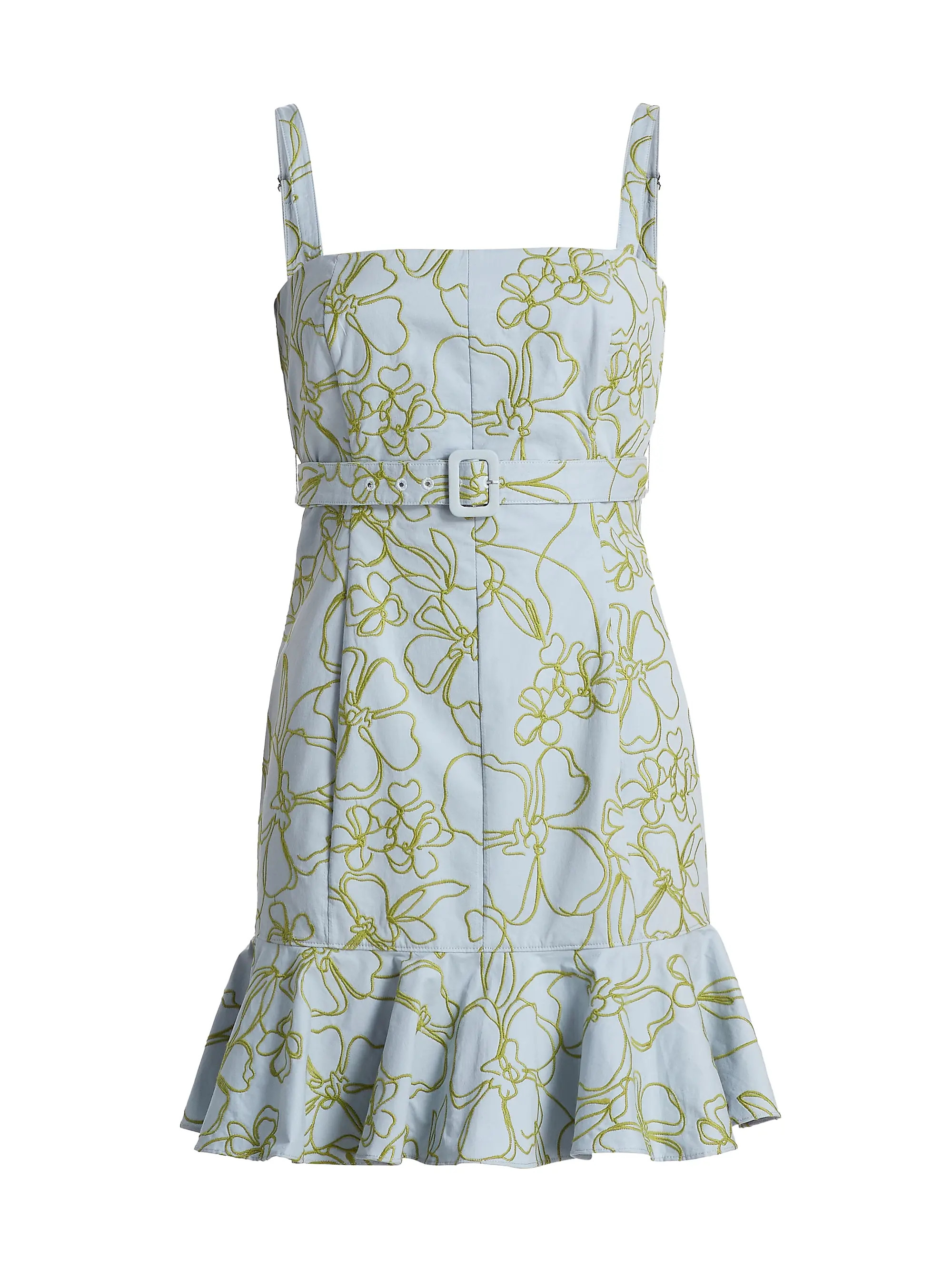 Cinq à Sept Tonya Belted Embroidered Malva Floral Minidress | Saks Fifth Avenue | Saks Fifth Avenue