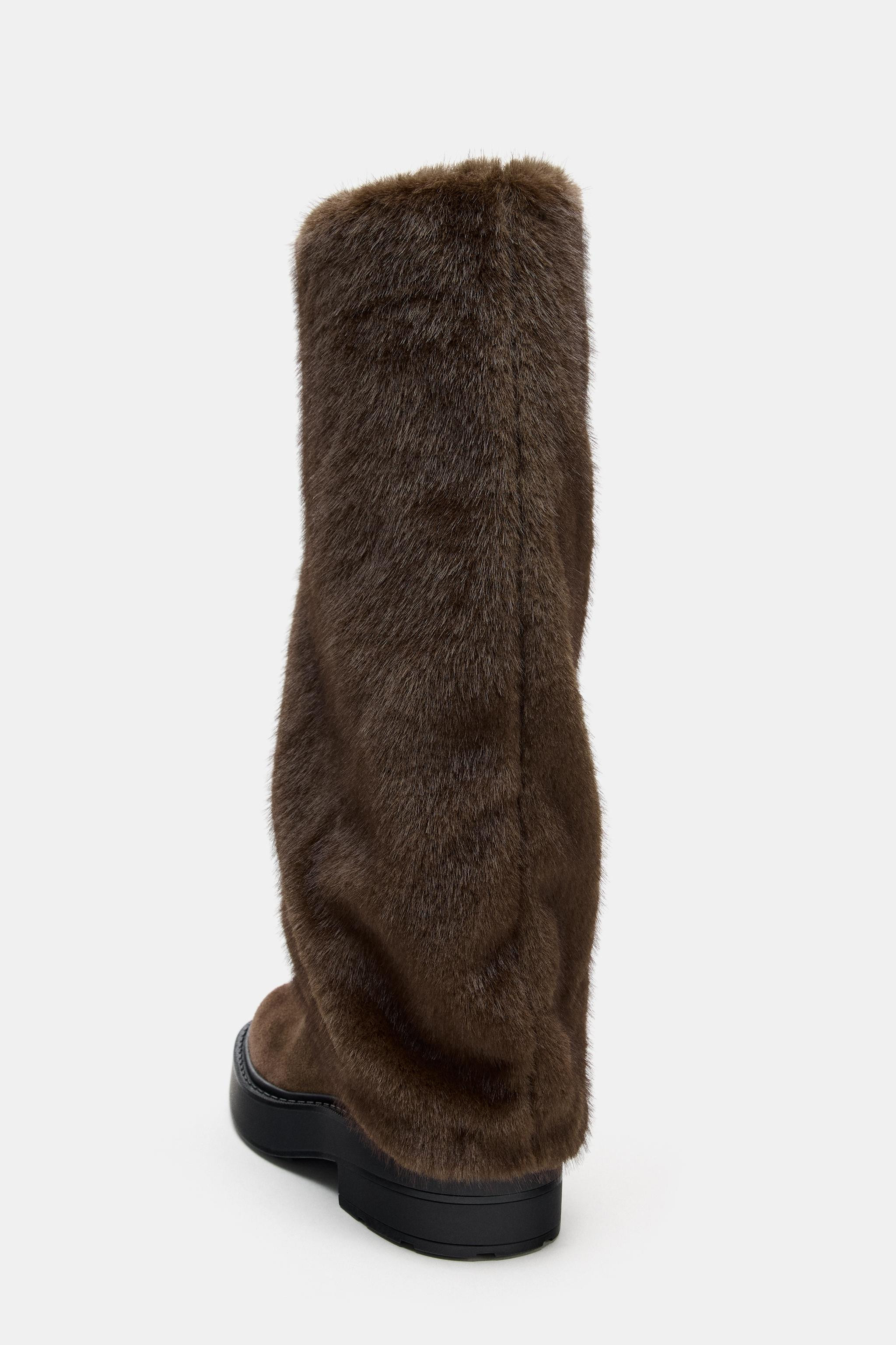 LOW HEEL FAUX FUR BOOTS | Zara US