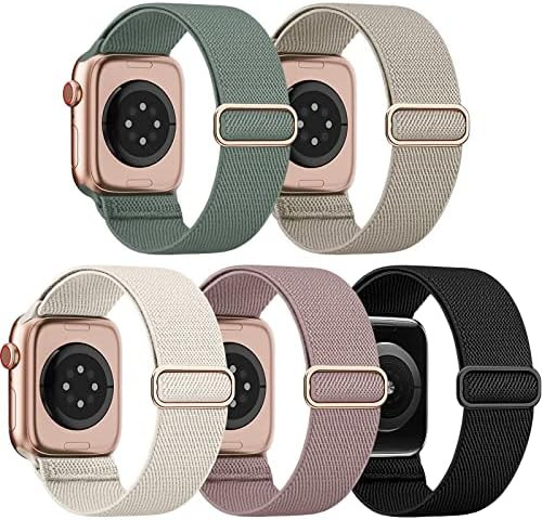 EOMTAM 5 Pack Stretchy Nylon Compatible for Apple Watch Band 38mm 40mm 41mm 42mm 44mm 45mm Women Men | Amazon (US)