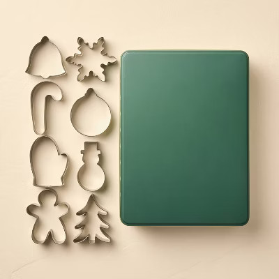 Set of 8 3.5L 'Merry Christmas' Rectangle Cookie Tin Solid Green - Hearth & Hand™ with Magnolia | Target