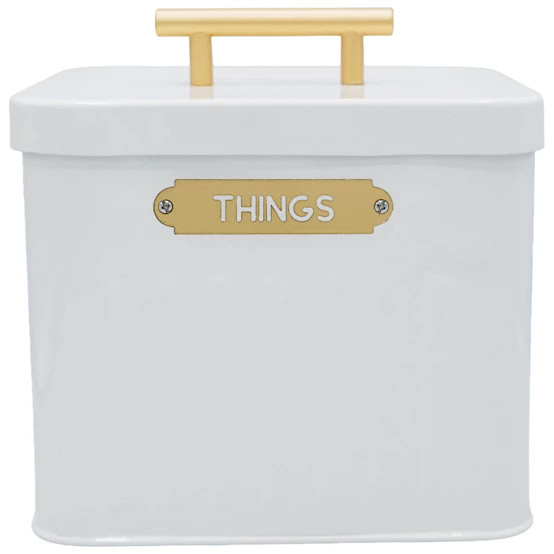 Red Shed  Things Metal Box with Lid, 8 in., White/Gold | Tractor Supply