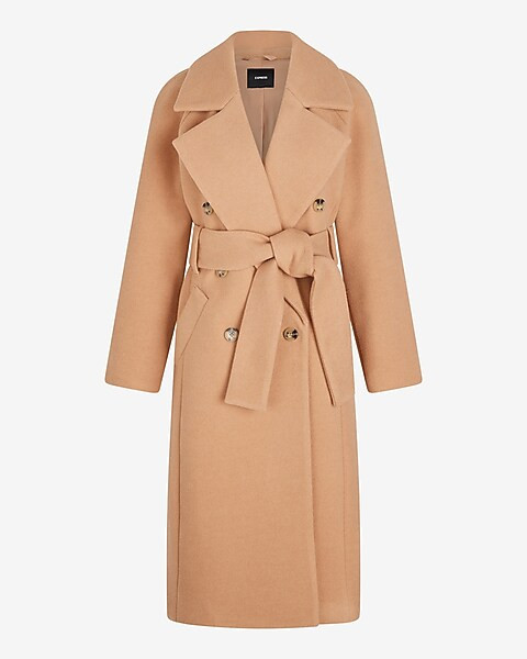 Faux Wool Double Breasted Signature Wrap Coat | Express