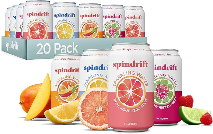 Spindrift Sparkling Water, 4 Flavor Variety Pack, Made with Real Squeezed Fruit, 12 Fl Oz (Pack o... | Amazon (US)