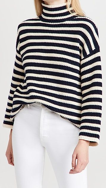 Olyvia Stripe Cotton Turtleneck Sweater | Shopbop