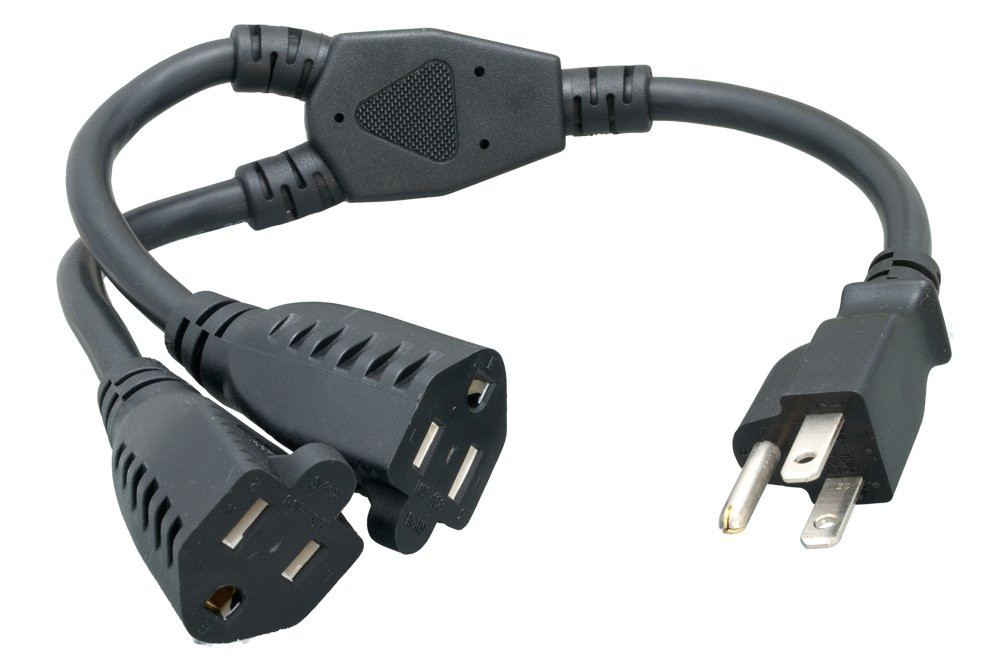 Power Cord Extension and Splitter, NEMA 5-15P to NEMA 5-15R x 2, 16 AWG, 13A, 125V (ZWACPQAG-14) ... | Amazon (US)