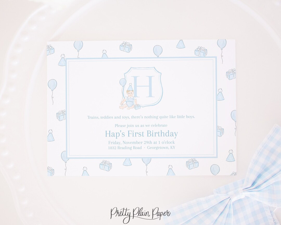 Invitation | 1st Birthday Party | 5x7 Printable | Watercolor Simple Birthday for Boy | 1st Birthd... | Etsy (US)