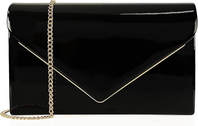 Women's Evening Clutch Bags for Formal Cocktail Prom Wedding Party Patent Leather Dressy Foldover... | Amazon (US)