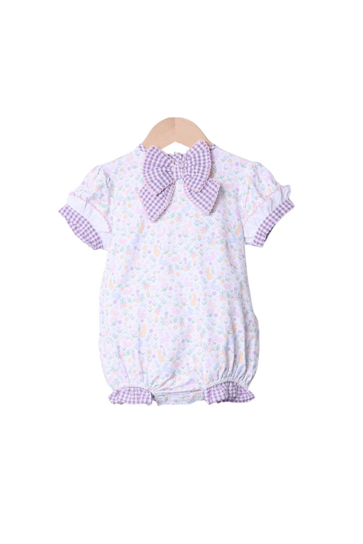 Easter Floral Lavender Bow Bubble | The Smocked Flamingo