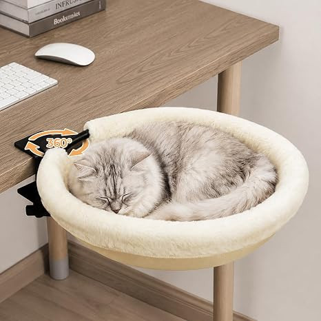 Cat Desk Bed, 16"x16" Rotating Cat Bed for Desk Holds Up to 50 lbs | Amazon (US)