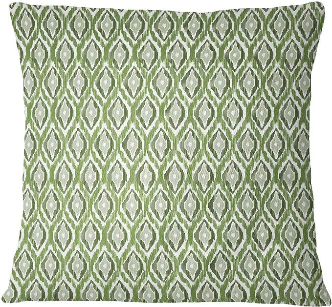 S4Sassy Ikat Print Olive Green 2 Pcs Cotton Poplin Cushion Cover Pillow Case Throw-22 x 22 Inches | Amazon (US)