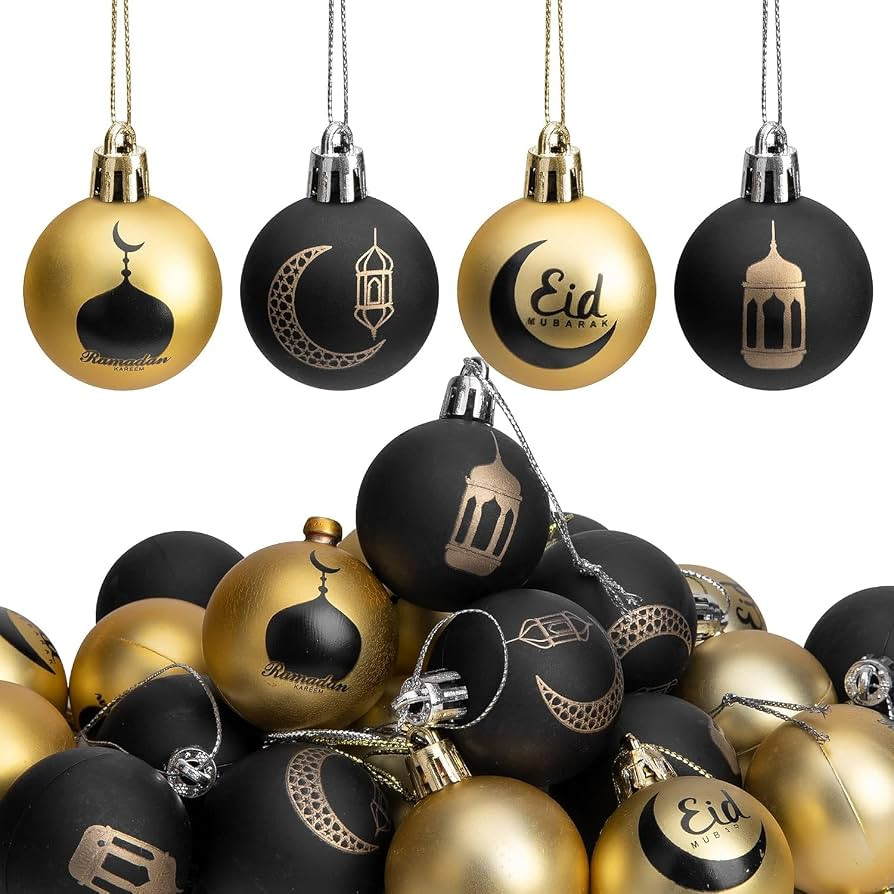 24 PCS Eid Mubarak Hanging Ball Ornaments - Ramadan Kareem Hanging Decorations, 4cm Eid Ramadan M... | Amazon (UK)