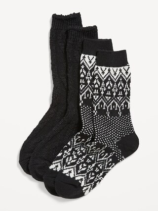 2-Pack Variety Cable-Knit and Fair Isle Socks for Women | Old Navy (US)
